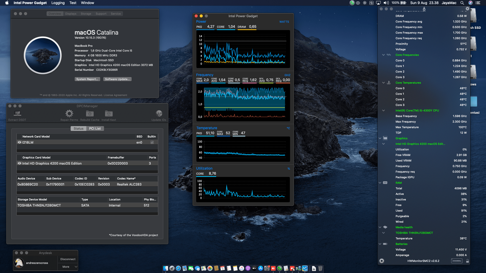 Success Hackintosh macOS Catalina 10.15.3 Build 19D76 in Toshiba Portege Z10T-A